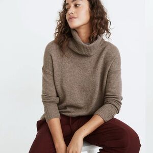 MADEWELL Cashmere Turtleneck Sweater Mushroom Brown